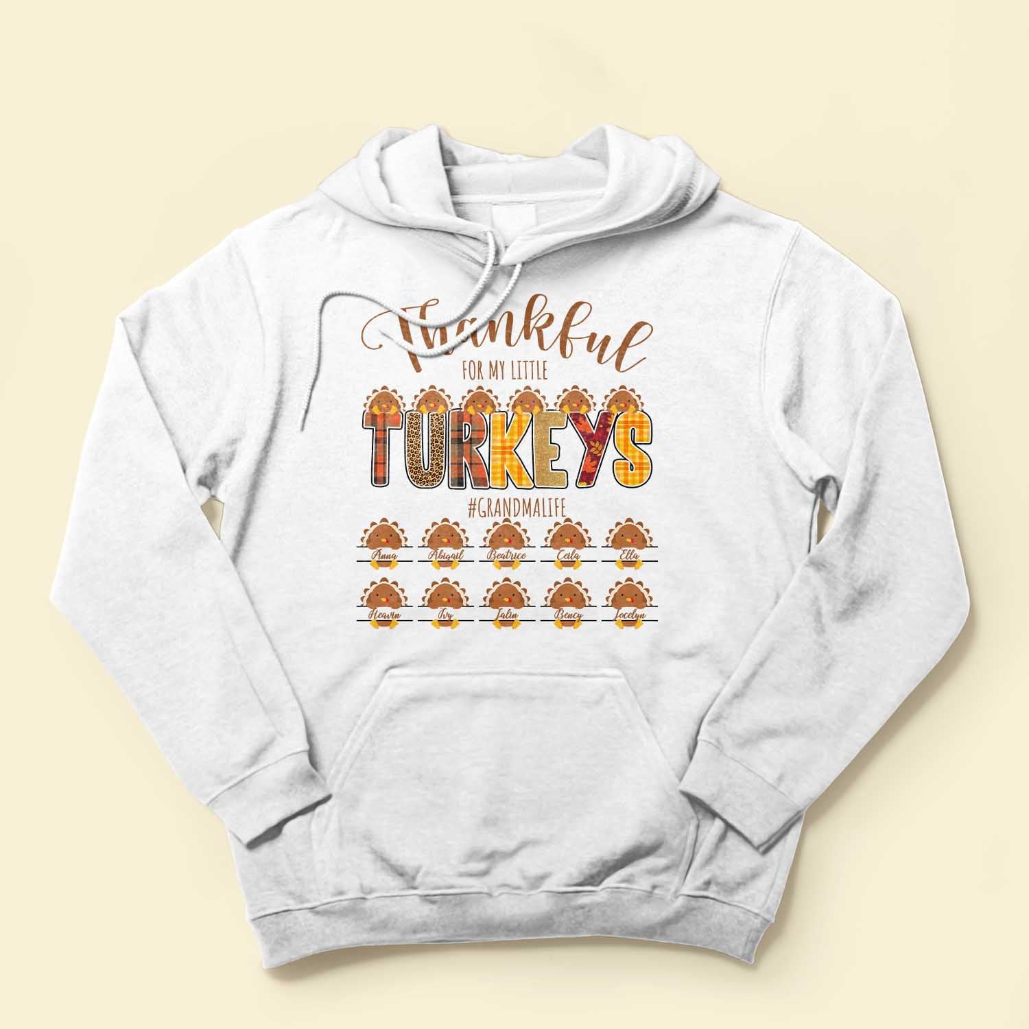 Thankful For My Little Turkeys - Personalized Shirt - Thanksgiving Gift For Grandma - Cute Turkeys