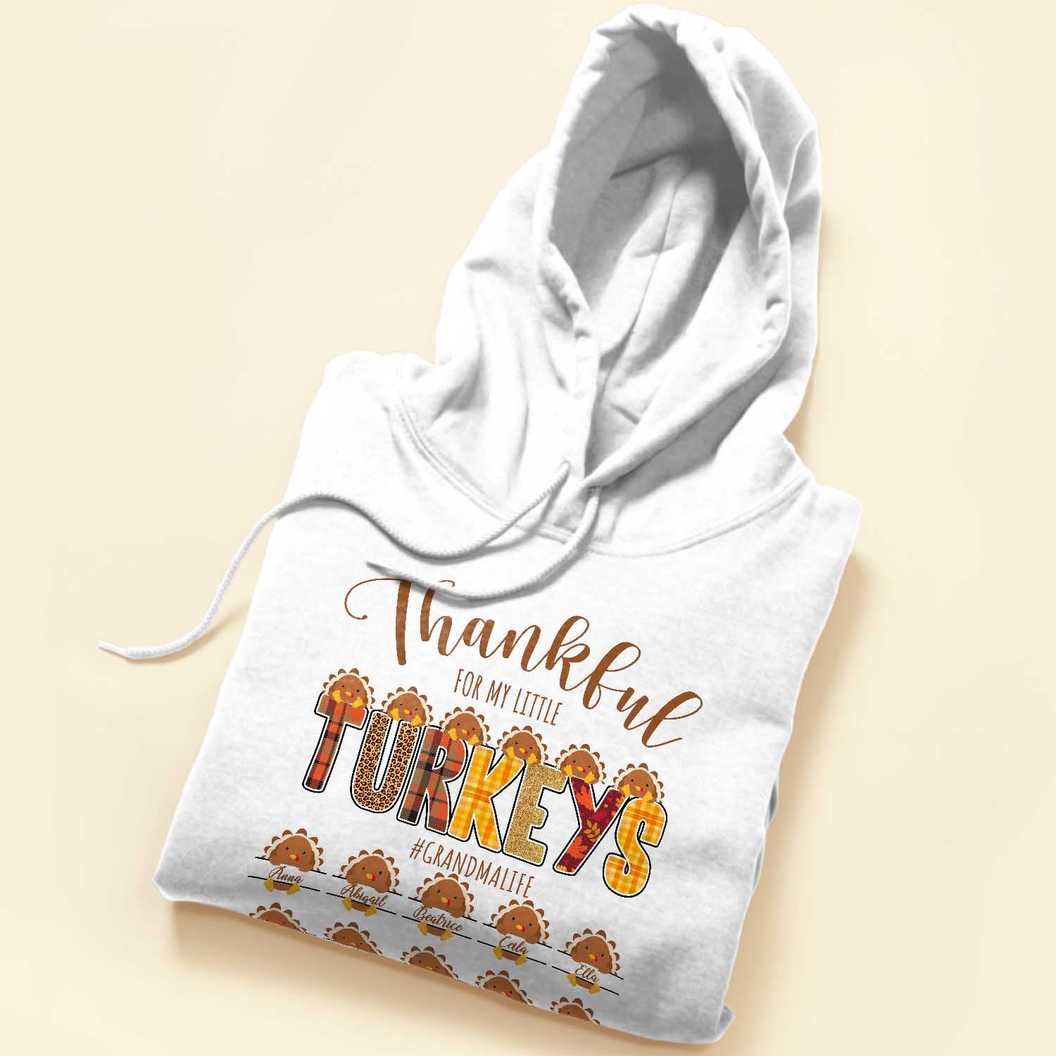 Thankful For My Little Turkeys - Personalized Shirt - Thanksgiving Gift For Grandma - Cute Turkeys