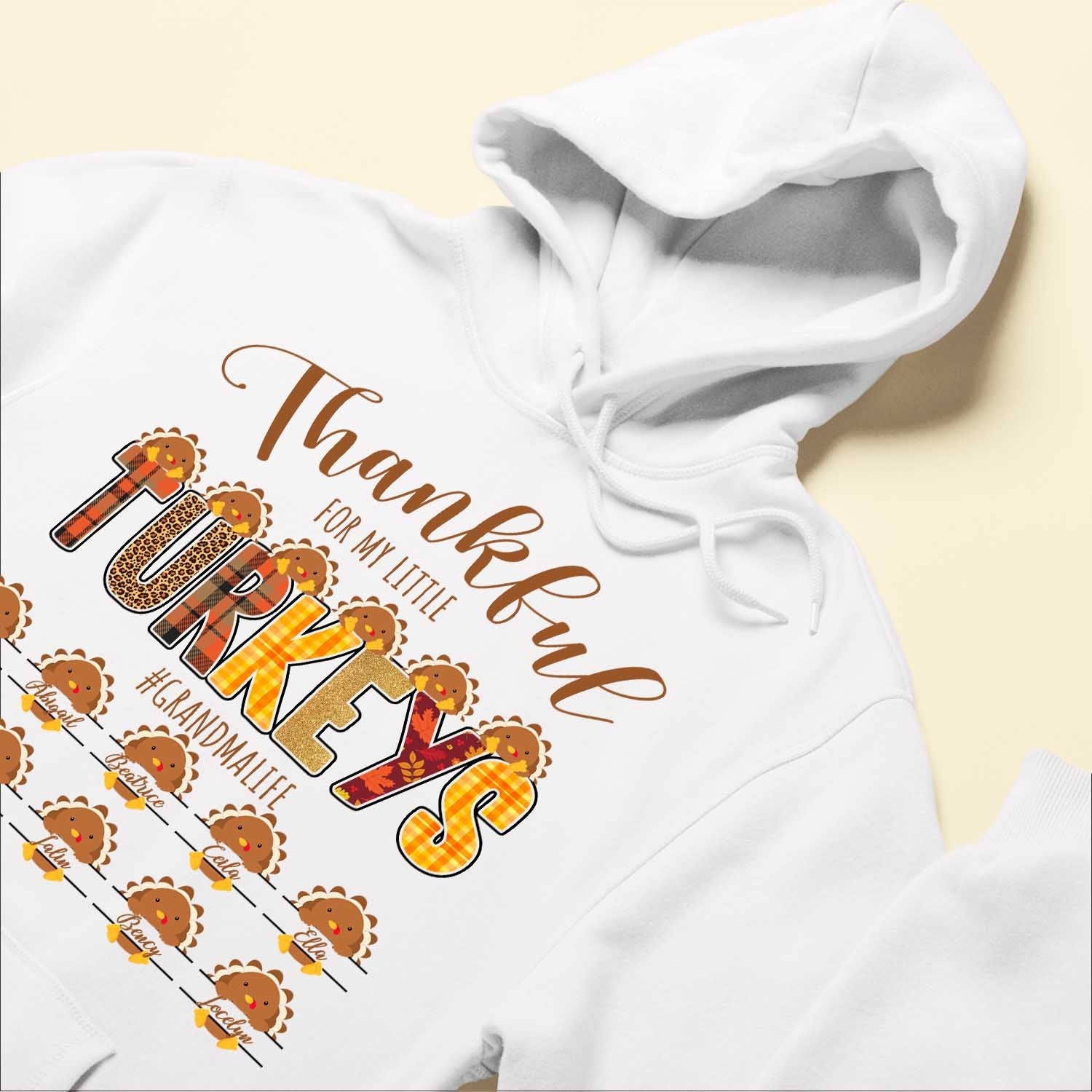 Thankful For My Little Turkeys - Personalized Shirt - Thanksgiving Gift For Grandma - Cute Turkeys