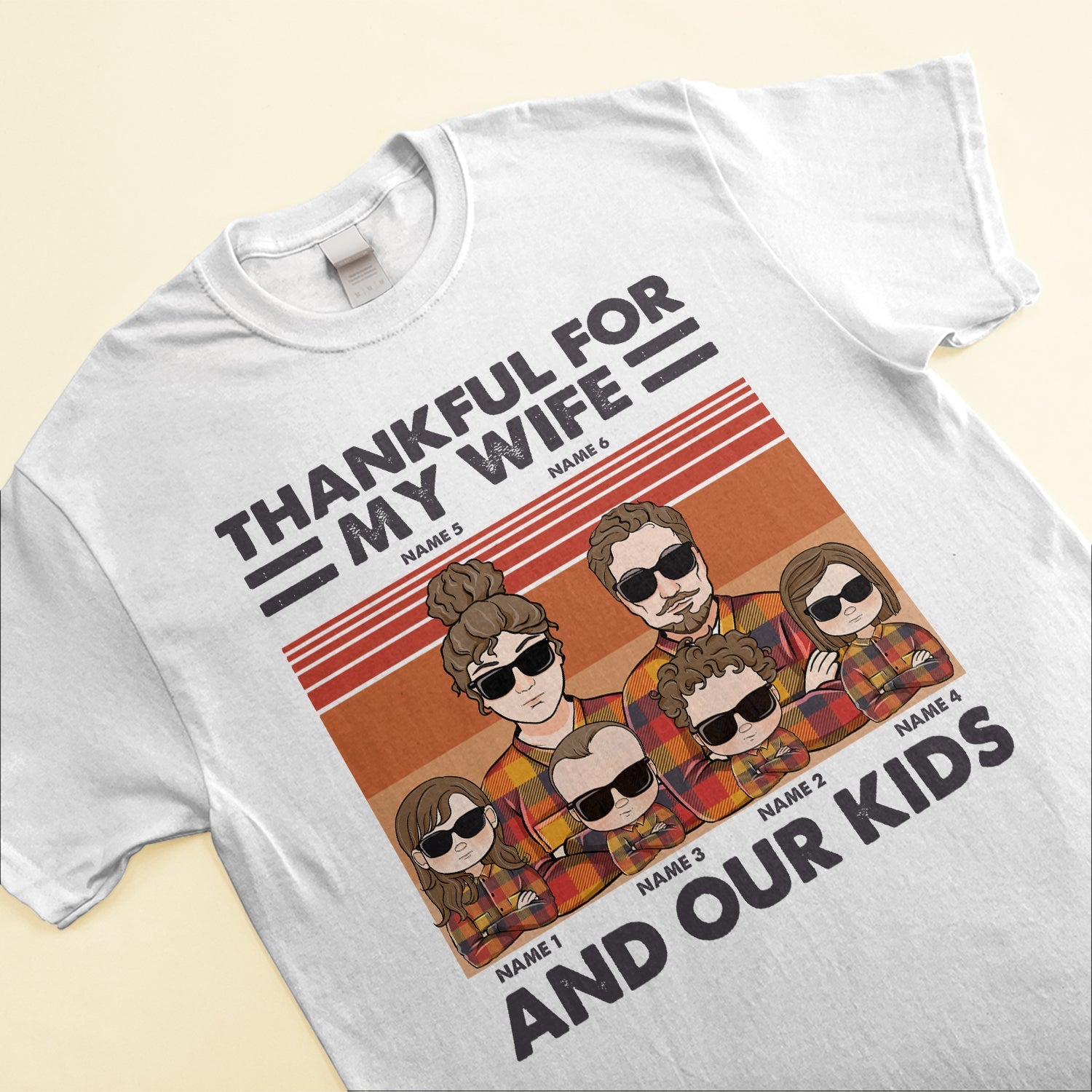 Thankful For My Wife And Kids - Personalized Shirt - Thanksgiving Gift For Husband