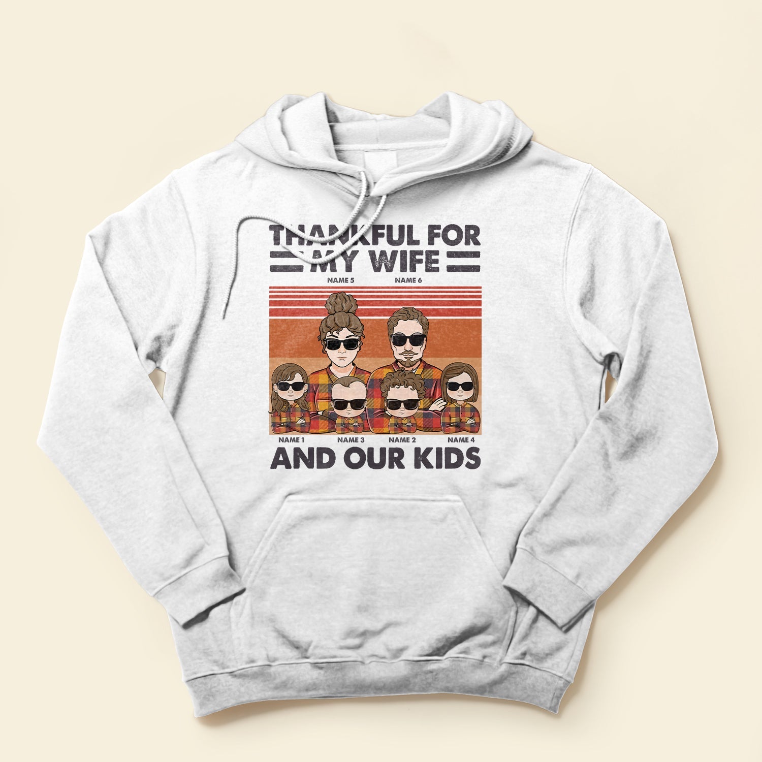 Thankful For My Wife And Kids - Personalized Shirt - Thanksgiving Gift For Husband