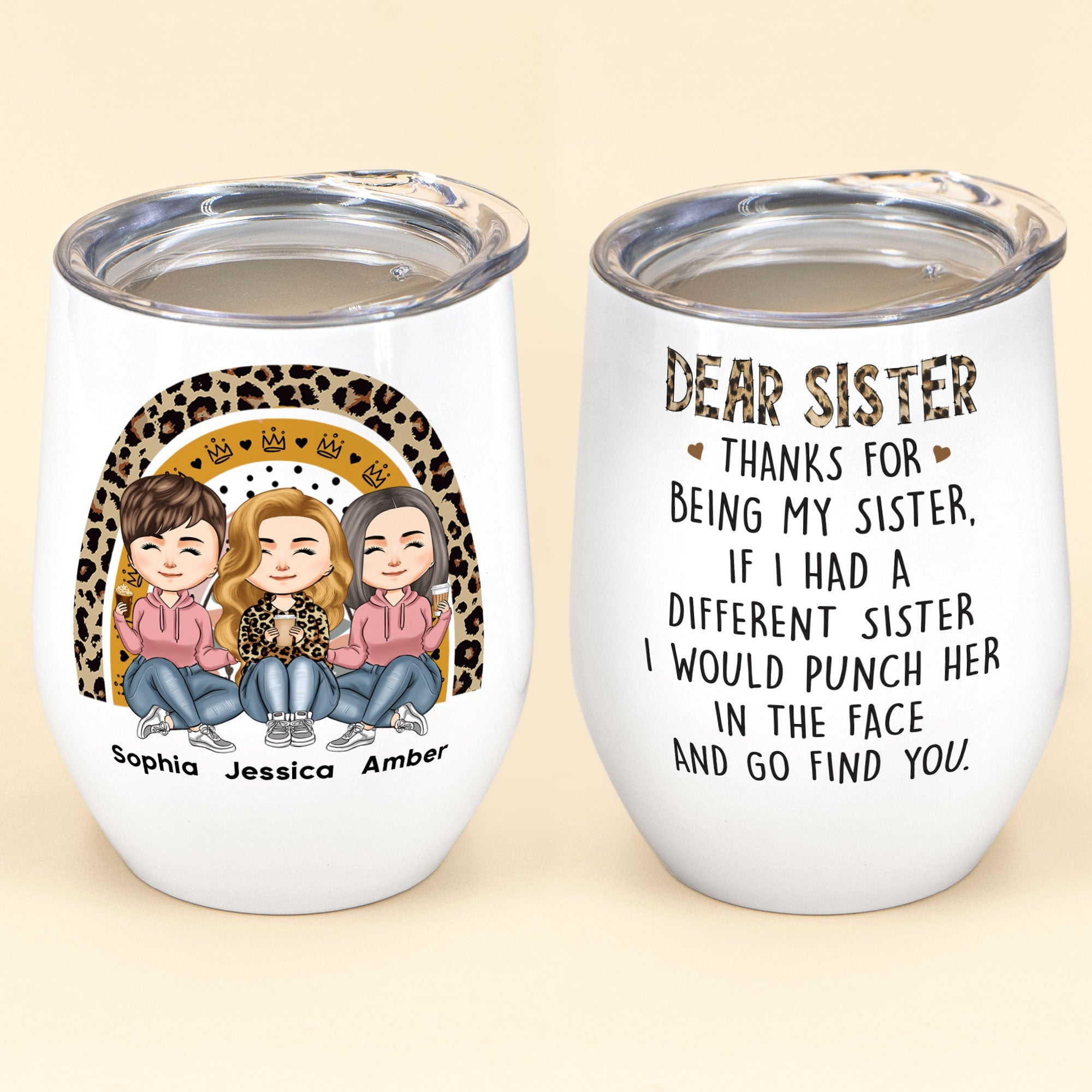 Thanks For Being My Sister - Personalized Wine Tumbler - Birthday, Lov ...