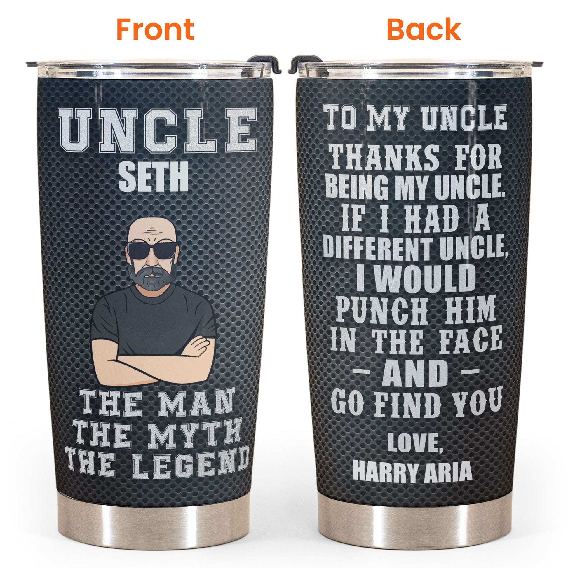 Funny Tumbler Gift, Personalized Name/Text - With Great Beard