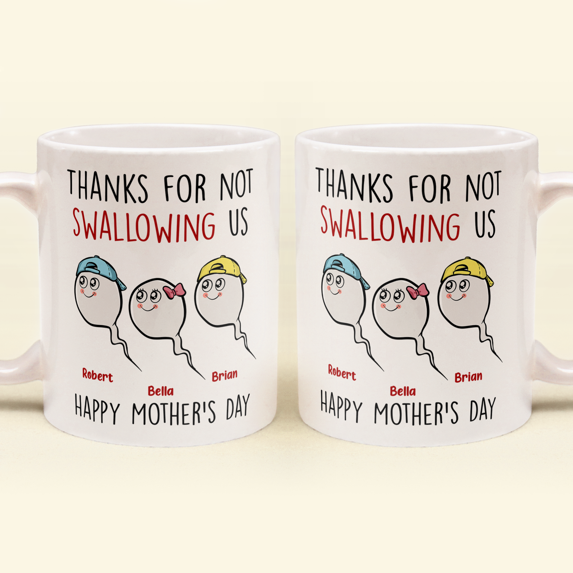 Mom Thank You For Not Swallowing Me Tumbler Personalized Up To 6 Kids Name  Naugh