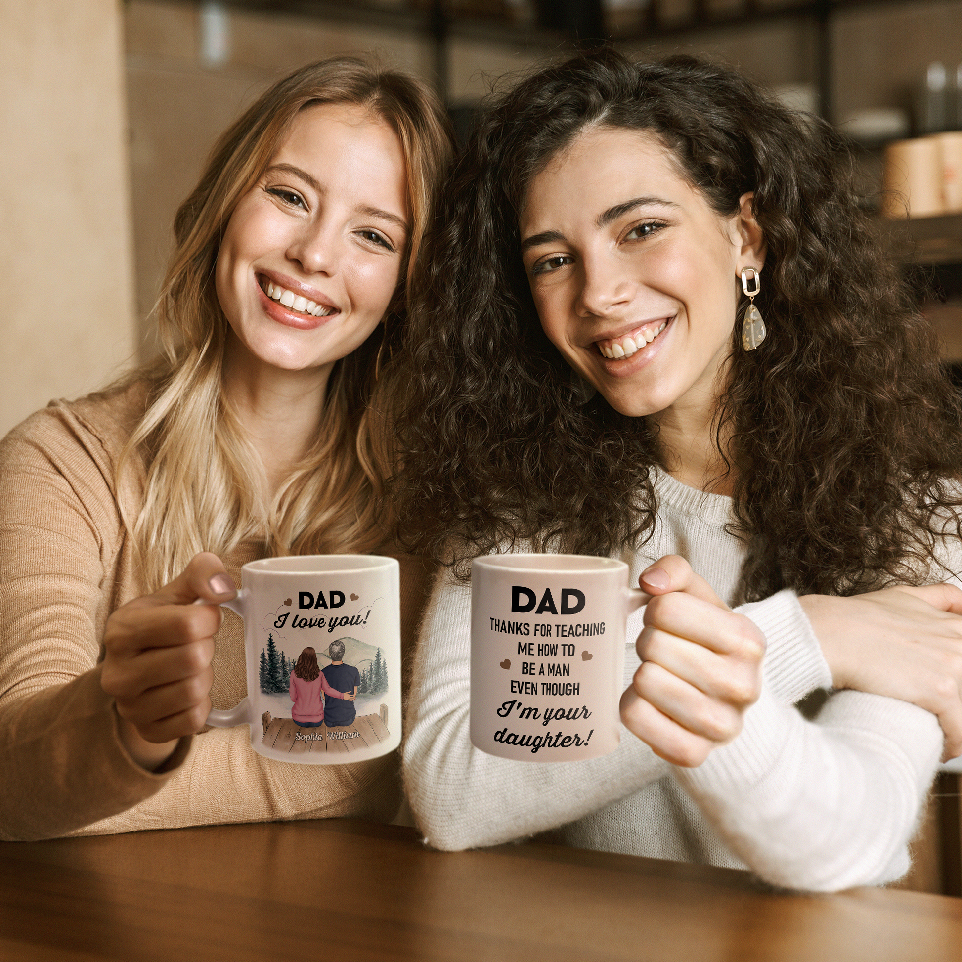 Thanks For Teaching Me How To Be A Man - Personalized Mug - Birthday Father's Day Gift For Dad, Step Dad - Gift From Daughters