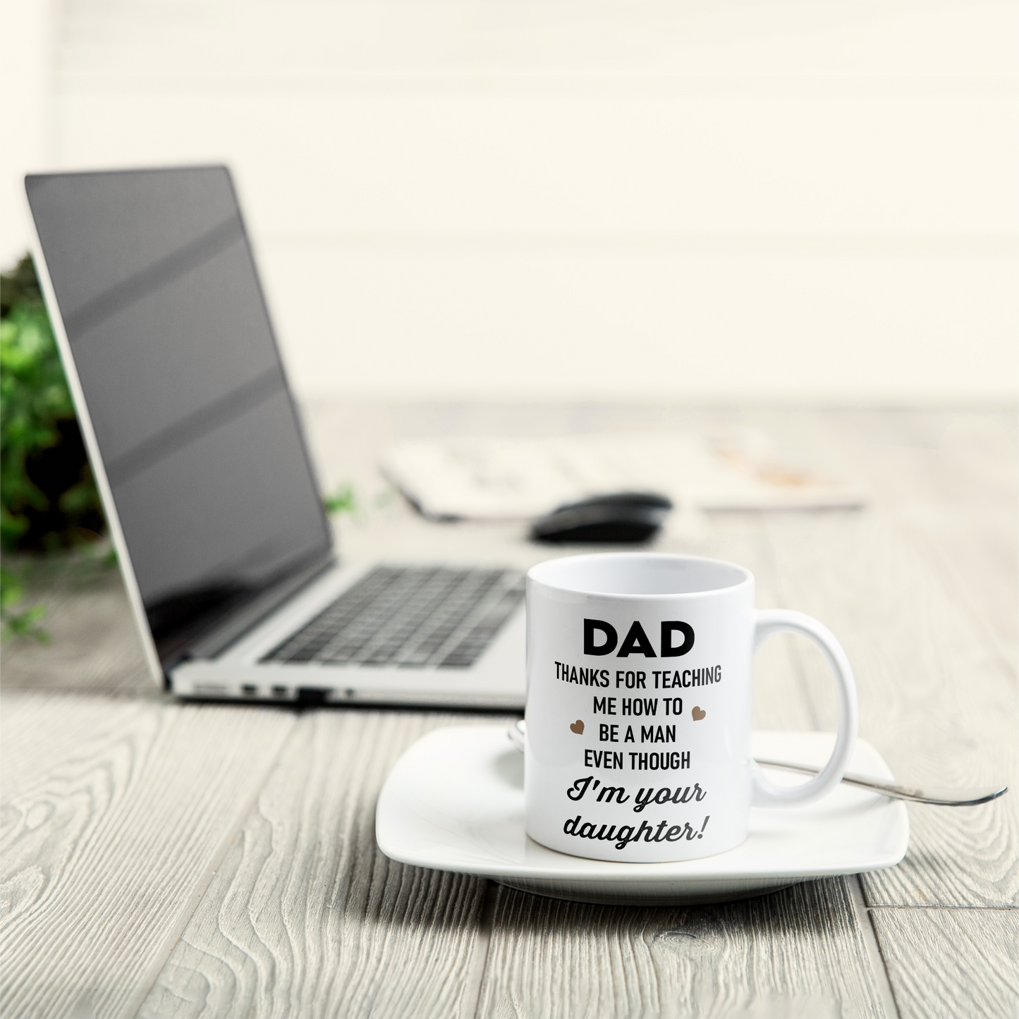 Thanks For Teaching Me How To Be A Man - Personalized Mug - Birthday Father's Day Gift For Dad, Step Dad - Gift From Daughters
