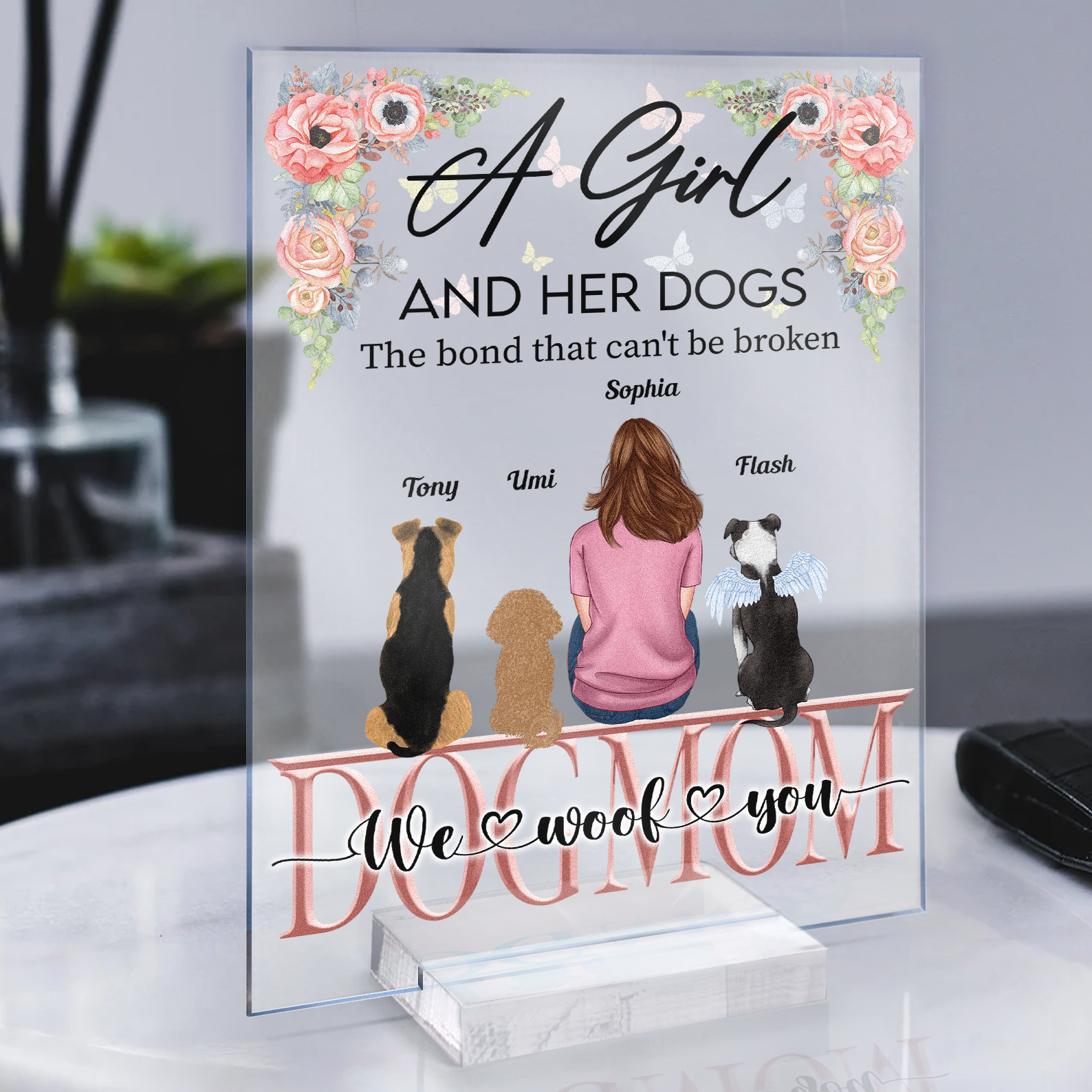 The Bond Between A Girl And Her Dogs - Personalized Acrylic Plaque