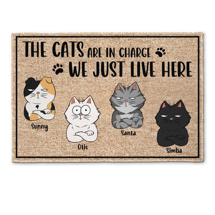 The Cats Are In Charge - Personalized Doormat