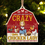 The Crazy Chicken Lady - Personalized Wooden Ornament