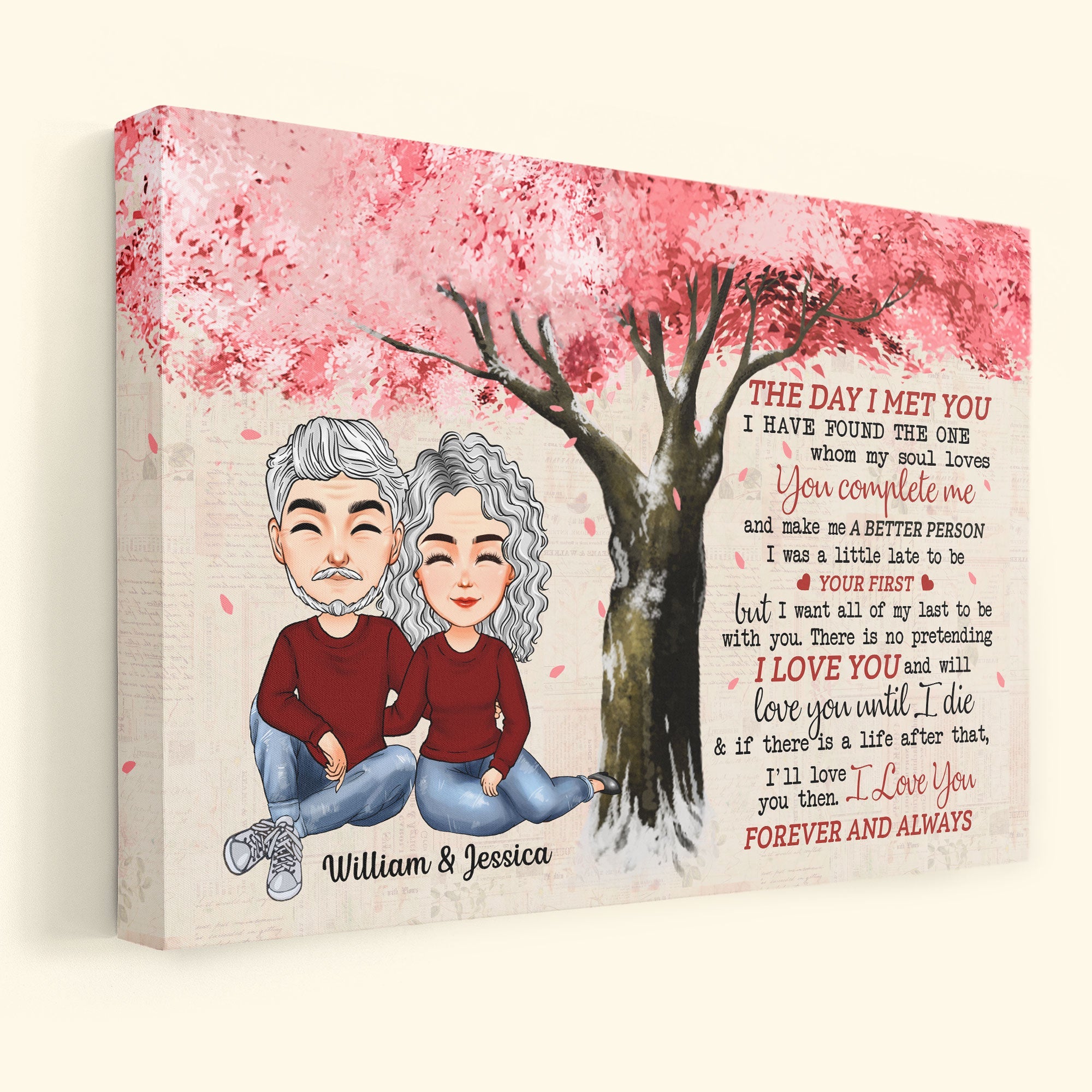 The Day I Met You - Personalized Poster/Canvas - Anniversary, Valentine, Birthday Gift For Life Partner, Husband & Wife, Couples