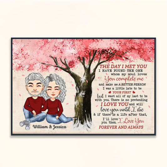 The Day I Met You - Personalized Poster/Canvas - Anniversary, Valentine, Birthday Gift For Life Partner, Husband & Wife, Couples