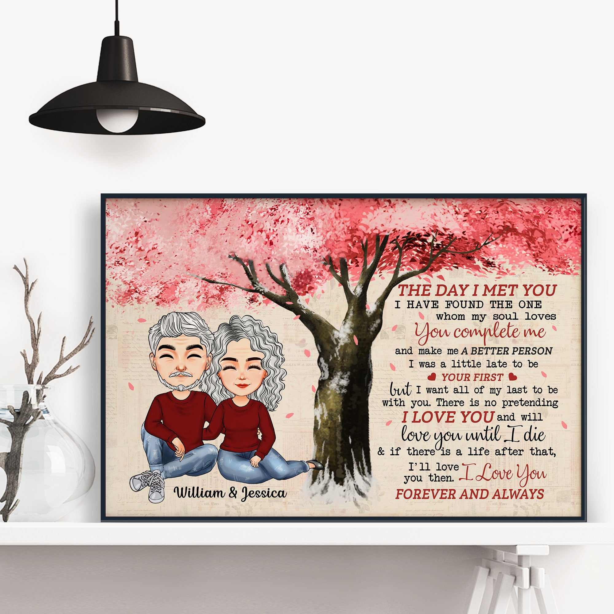 The Day I Met You - Personalized Poster/Canvas - Anniversary, Valentine, Birthday Gift For Life Partner, Husband & Wife, Couples