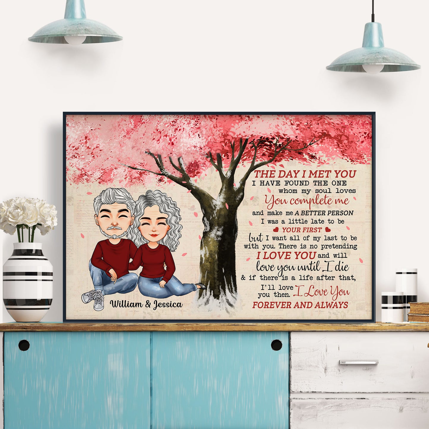 The Day I Met You - Personalized Poster/Canvas - Anniversary, Valentine, Birthday Gift For Life Partner, Husband & Wife, Couples