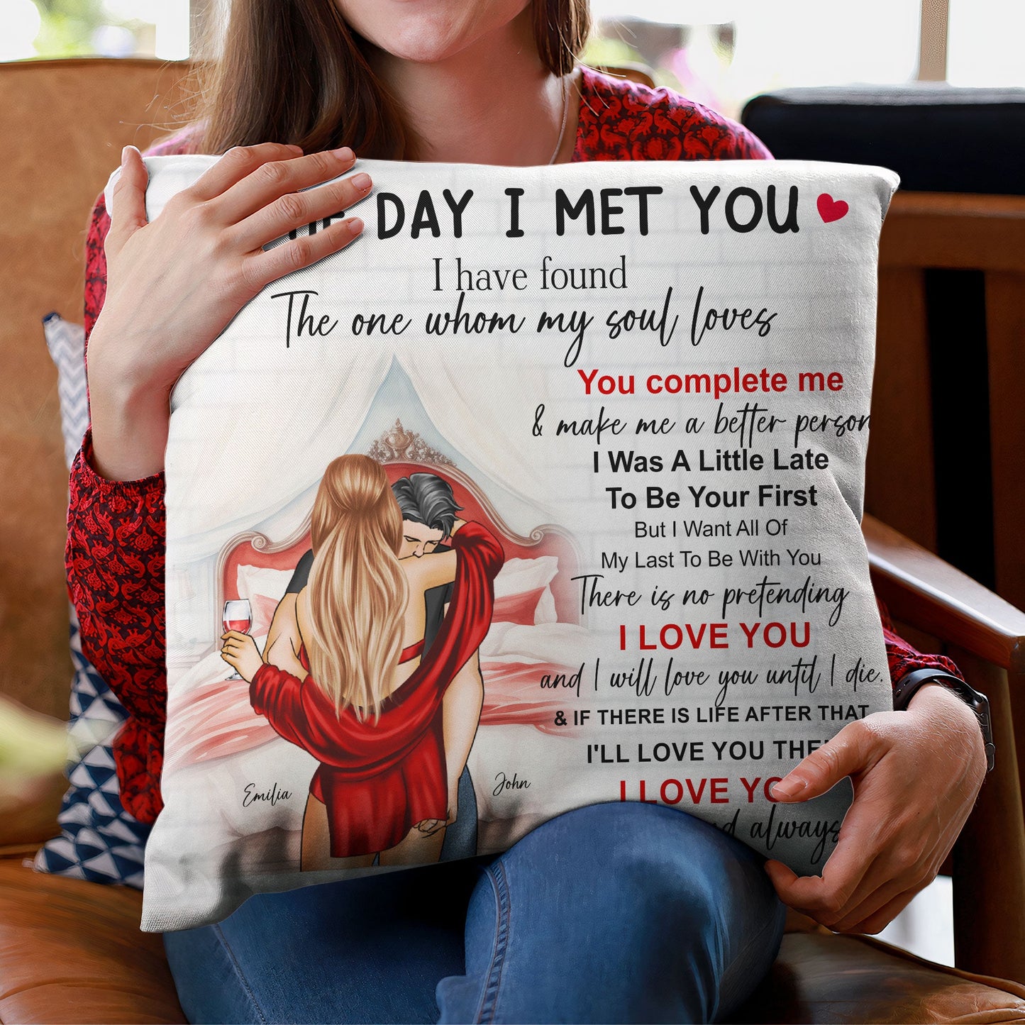 The Day I Met You Romantic Couples Valentines - Personalized Pillow (Insert Included)