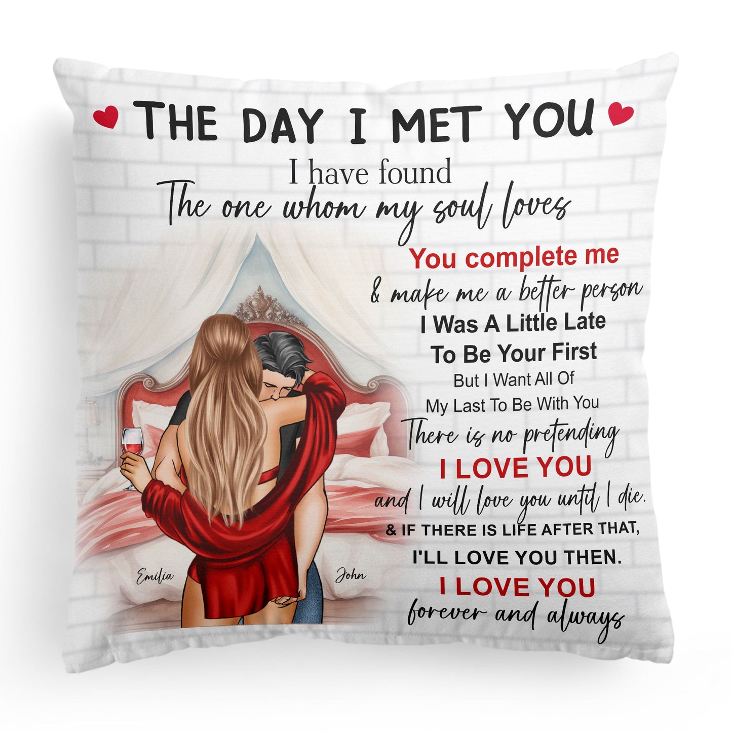 The Day I Met You Romantic Couples Valentines - Personalized Pillow (Insert Included)