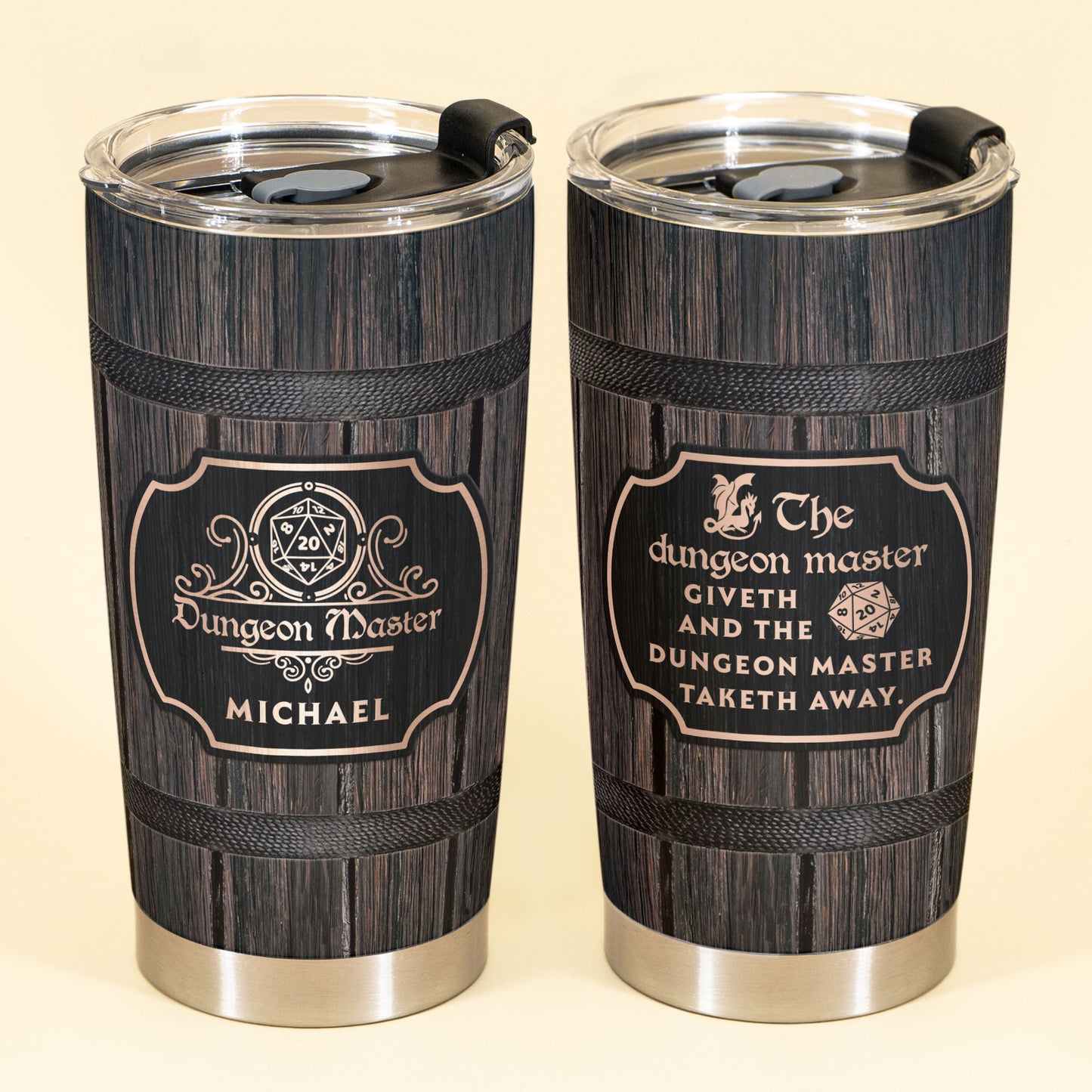 The Dungeon Master Taketh Away - Personalized Tumbler Cup - Gift For Game Lover