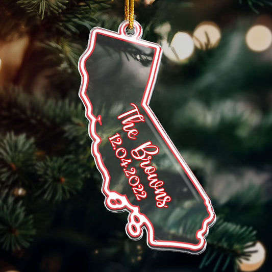 The Family Name State Home - Personalized Acrylic Ornament