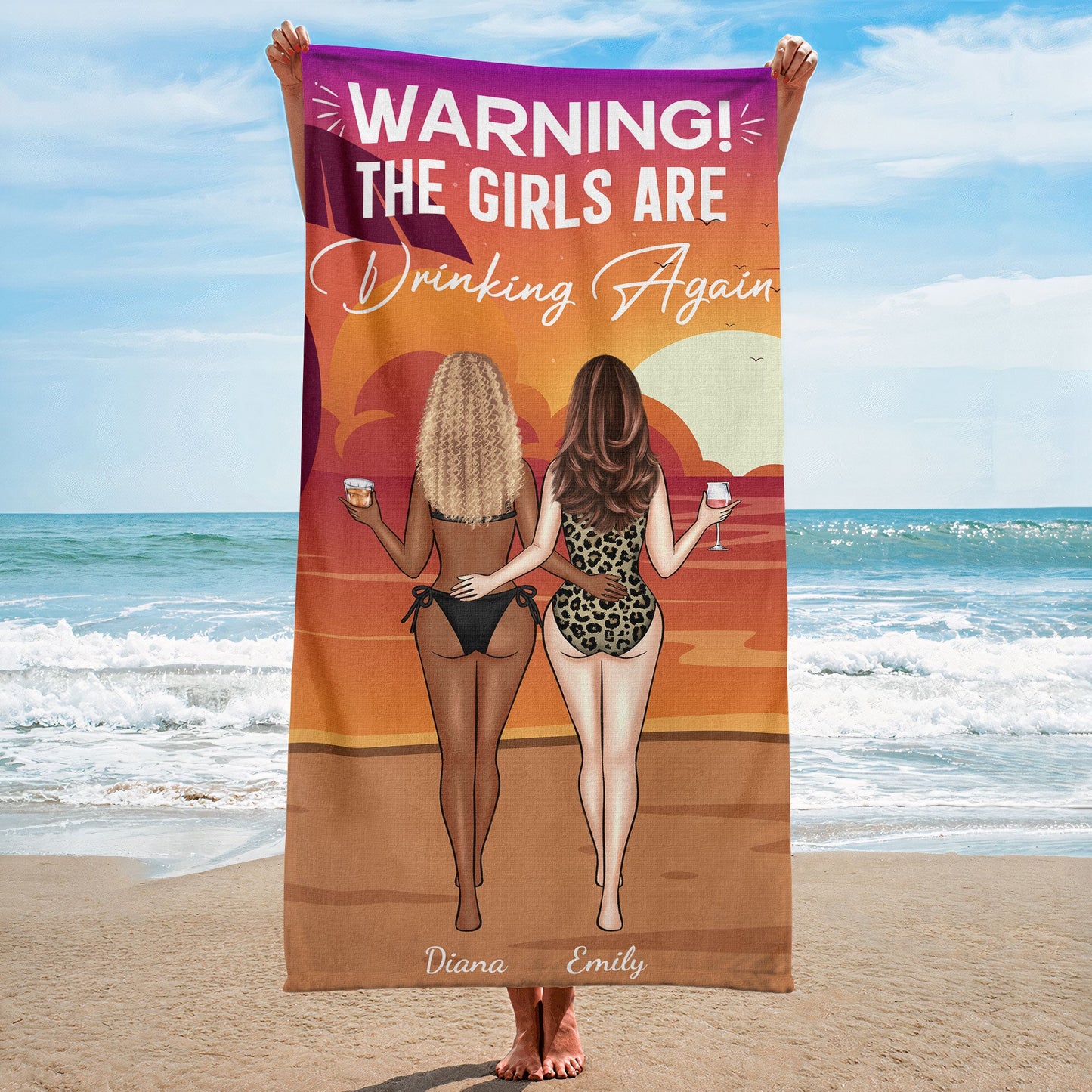 The Girls Are Drinking Again - Personalized Beach Towel