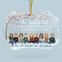 The Greatest Gift Our Parents Gave Us Was Each Other - Cartoon Version - Personalized Acrylic Ornament - Christmas, New Year Gift For Family, Sisters, Brothers, Siblings