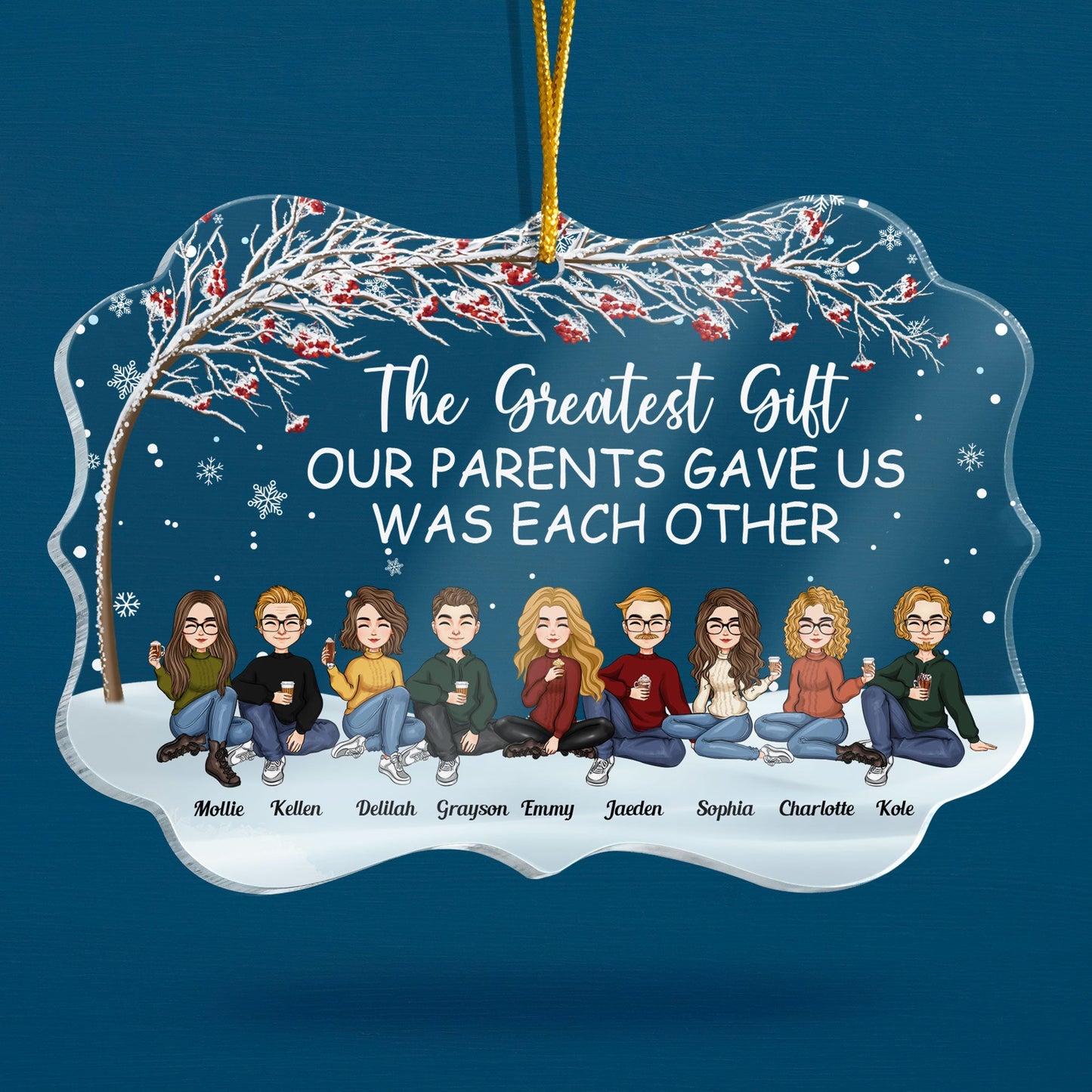 The Greatest Gift Our Parents Gave Us Was Each Other - Cartoon Version - Personalized Acrylic Ornament - Christmas, New Year Gift For Family, Sisters, Brothers, Siblings