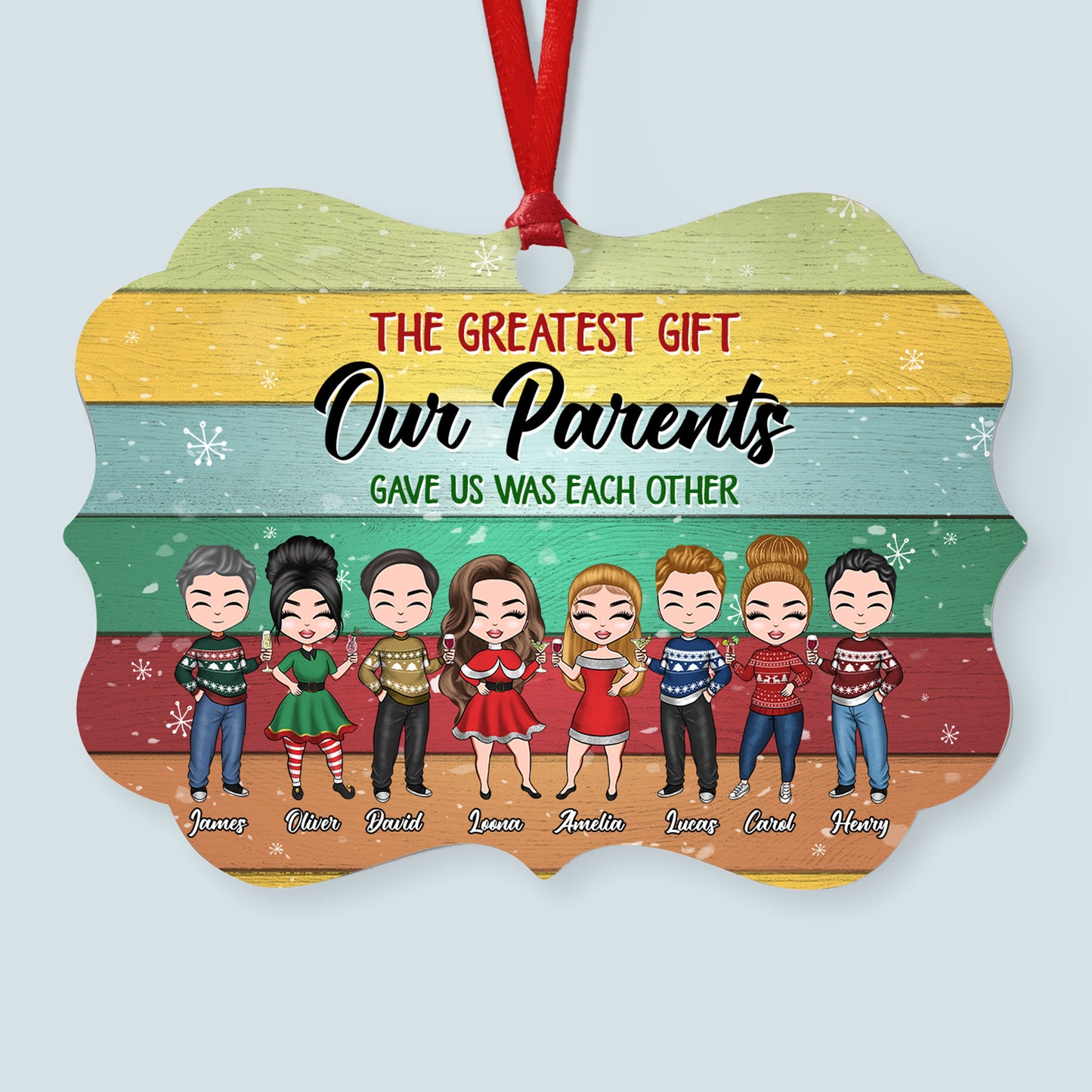 The Greatest Gift Was Each Other - Personalized Aluminum Ornament - Christmas Gift For Brothers, Sisters 