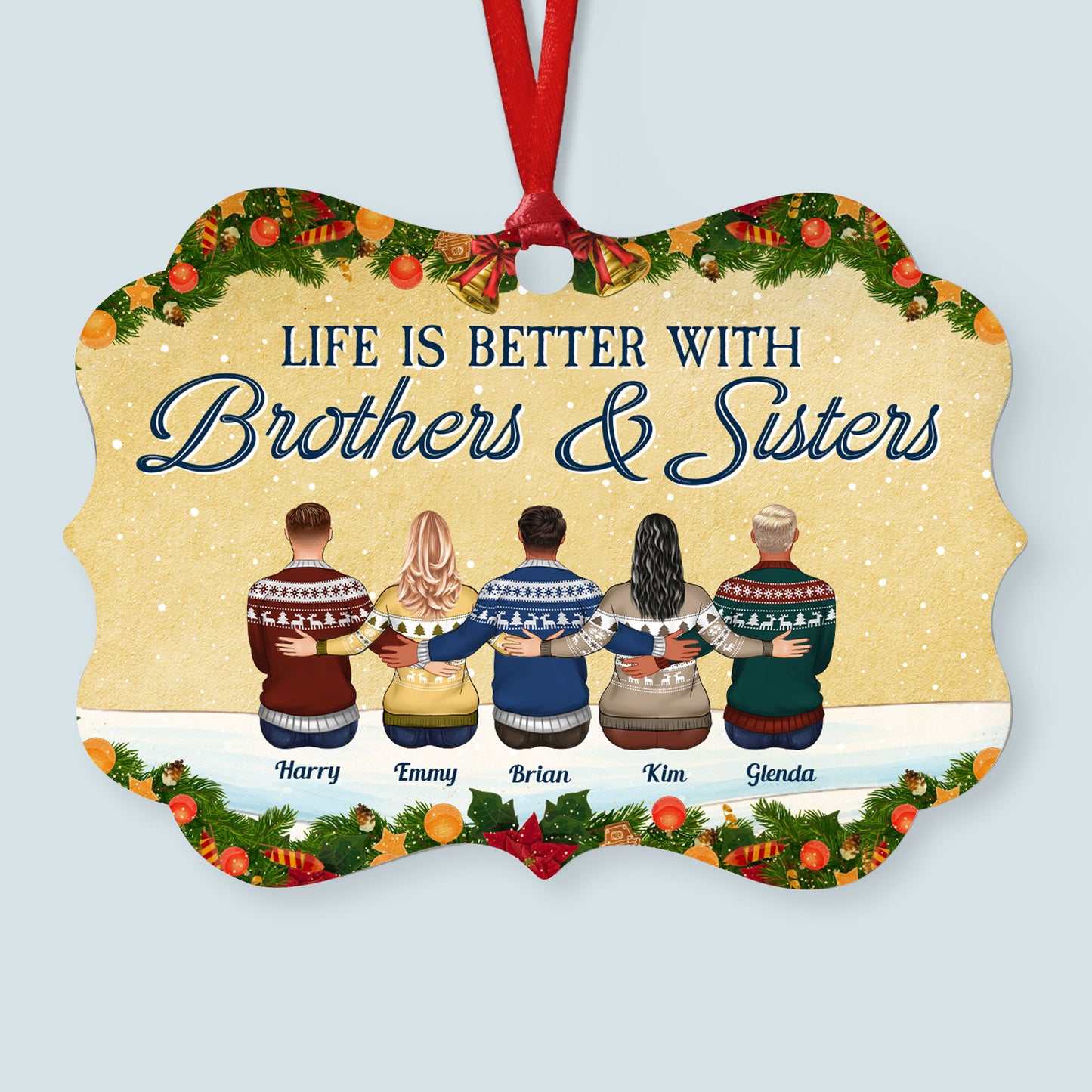 The Greatest Gifts Are Not Wrapped In Paper But In Love - Personalized Aluminum Ornament - Christmas Gift Family Ornament For Mom, Dad, Siblings