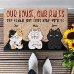 The Human Just Lives Here With Us - Personalized Doormat