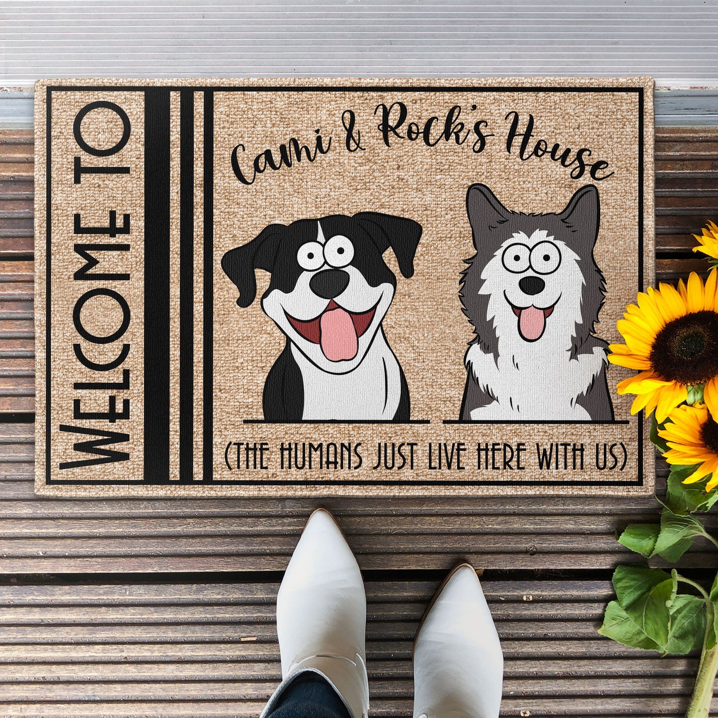 The Humans Just Live Here - Personalized Doormat
