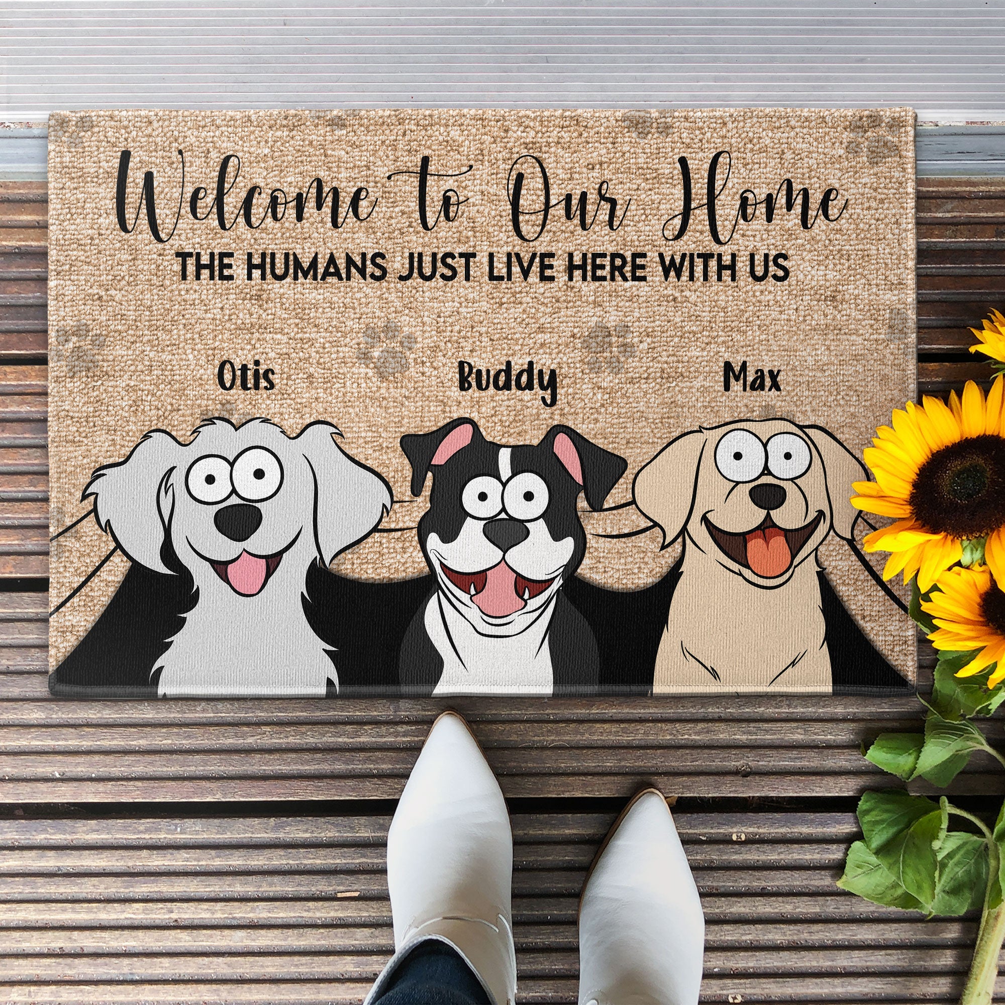 The Humans Just Live Here With Us - Personalized Doormat