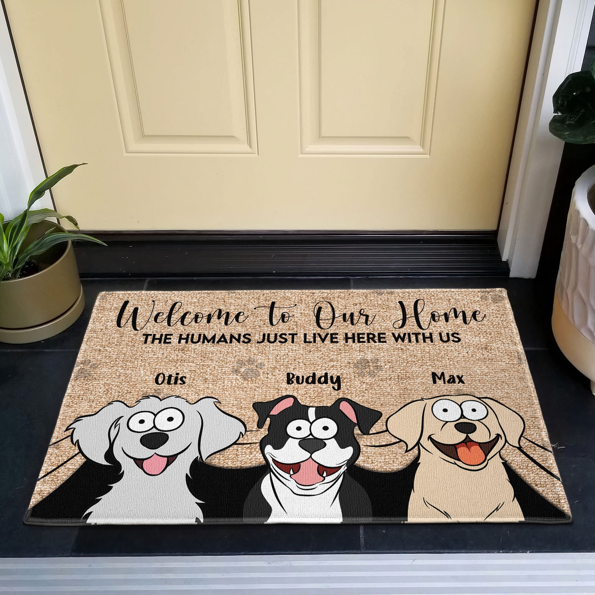 The Humans Just Live Here With Us - Personalized Doormat