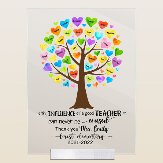 The Influence Of A Good Teacher Can Never Be Erased - Personalized Acrylic Plaque - End of year, School Leaving, Birthday, Appreciation Gift For Teacher
