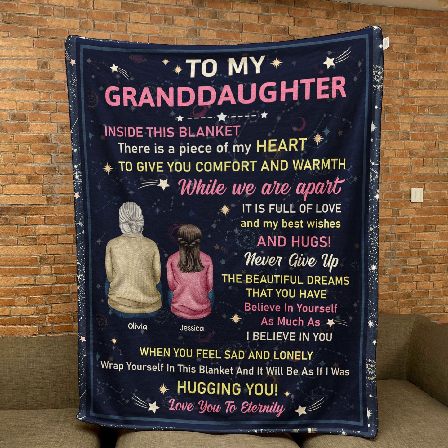 To Granddaughter Inside This Blanket Is A Piece Of My Heart - Personalized Blanket