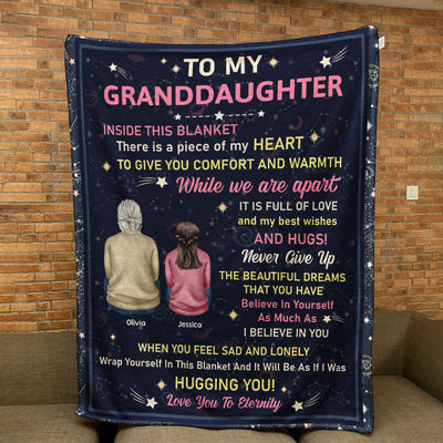 To Granddaughter Inside This Blanket Is A Piece Of My Heart - Personalized Blanket