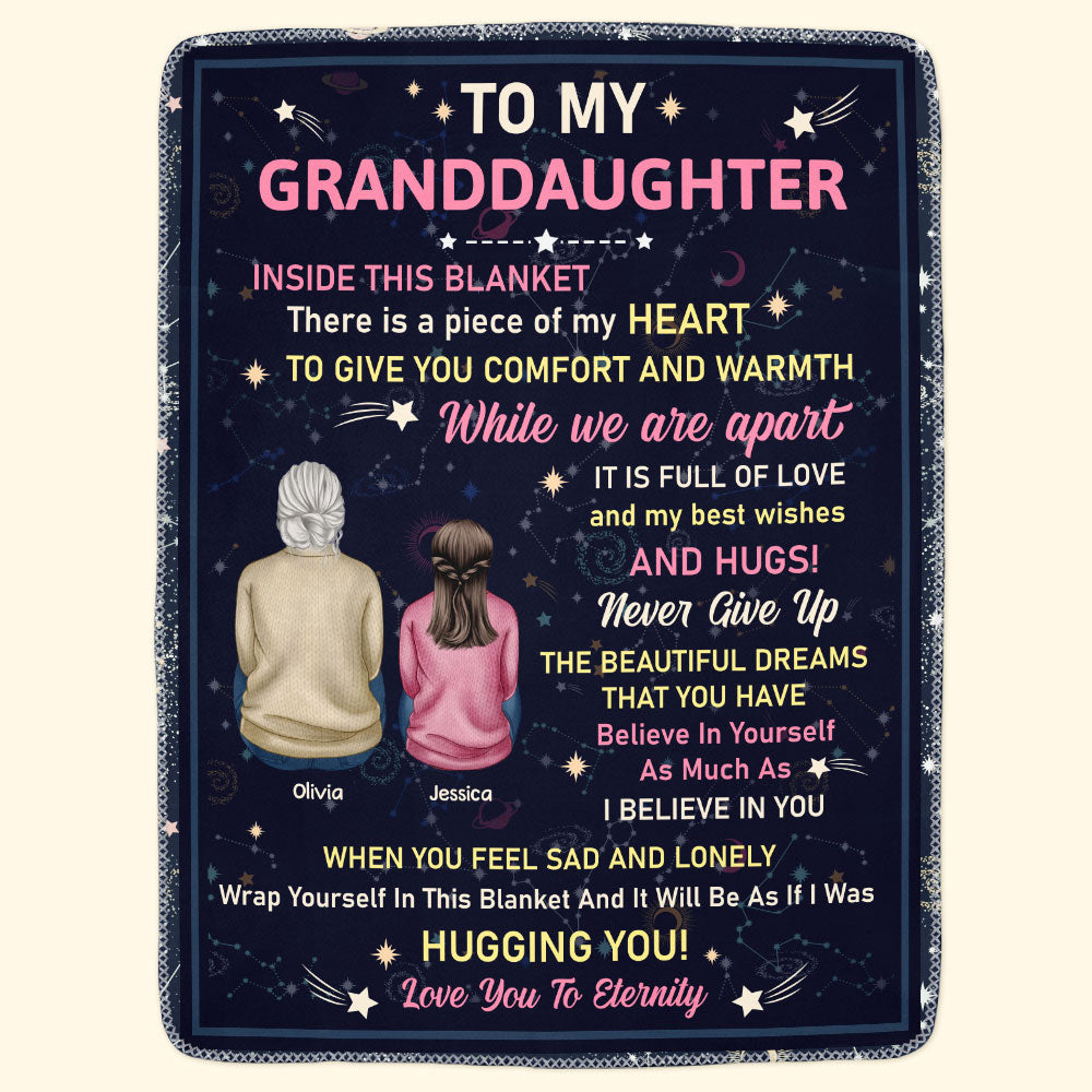 To Granddaughter Inside This Blanket Is A Piece Of My Heart - Personalized Blanket