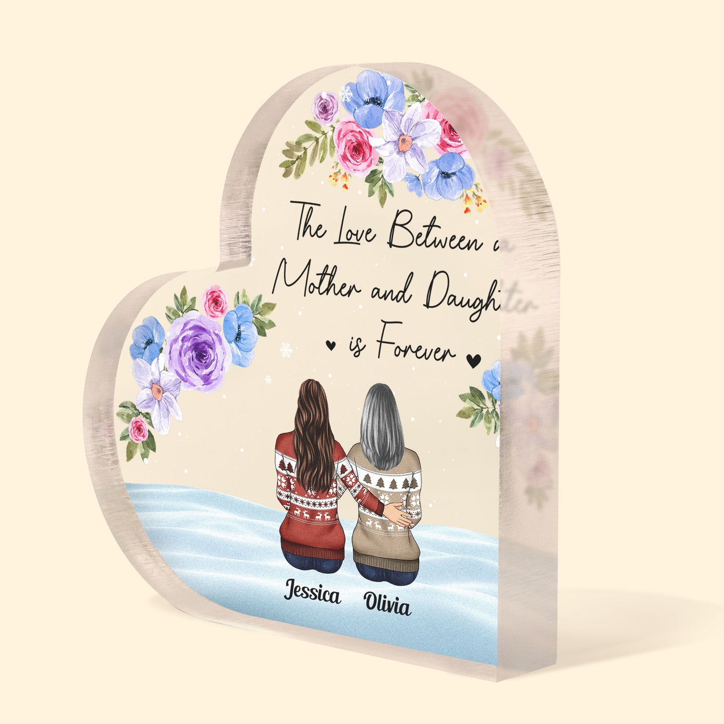 The Love Between A Mother And Children Is Forever - Personalized Heart Shaped Acrylic Plaque