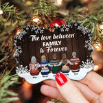 The Love Between Family Is Forever - Personalized Aluminum Ornament - Christmas Gift Family Ornament For Dad, Mom, Children - Family Hugging
