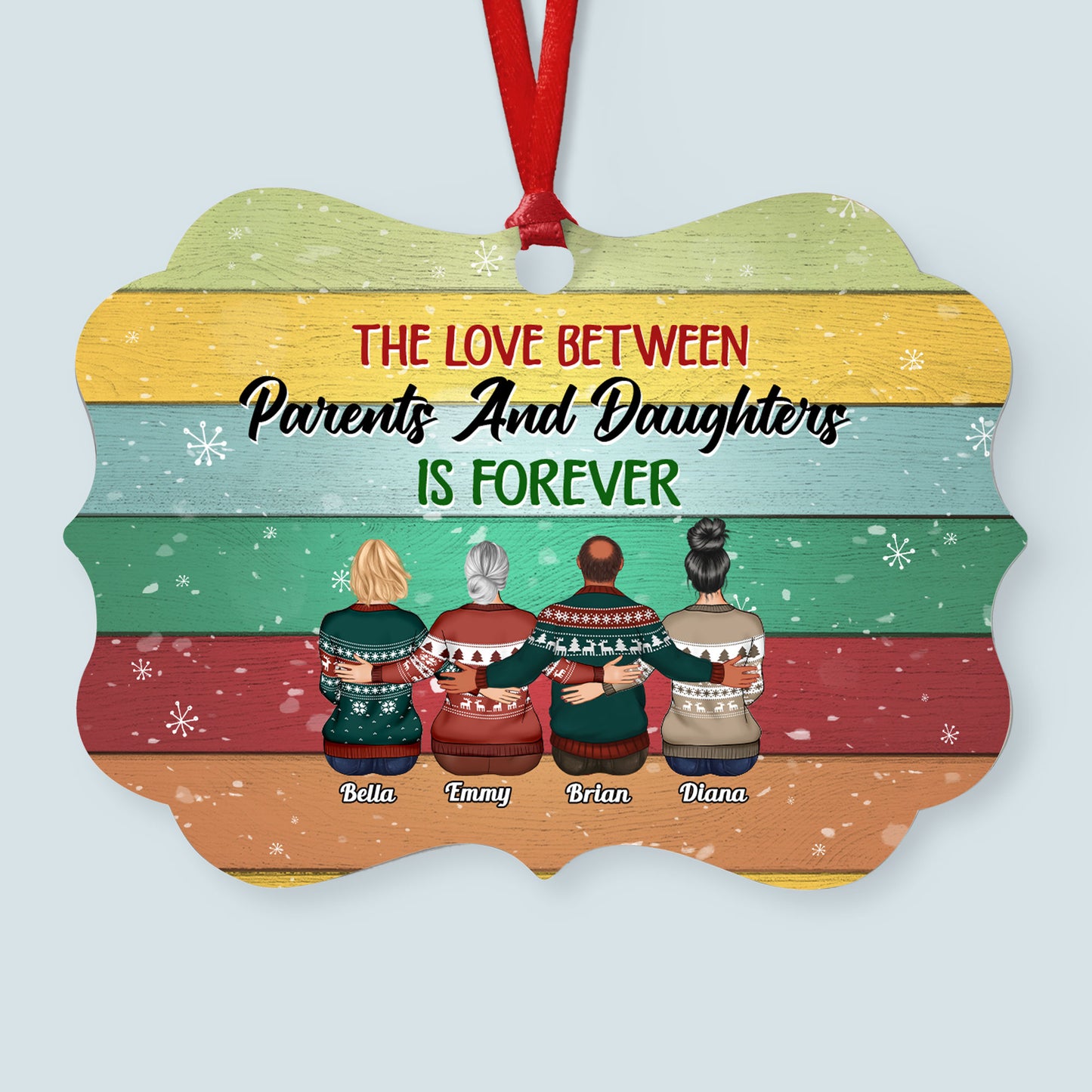 The Love Between Family Is Forever - Personalized Aluminum Ornament - Christmas Gift Parents Ornament For Mom, Dad, Children - Family Hugging