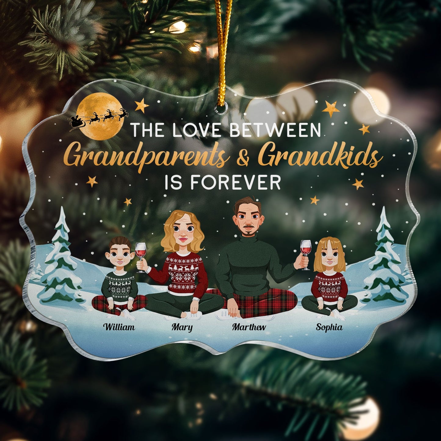 The Love Between Grandparents And Grandkids Ornament - Personalized Acrylic Ornament