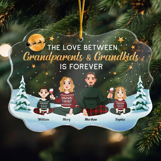 The Love Between Grandparents And Grandkids Ornament - Personalized Acrylic Ornament