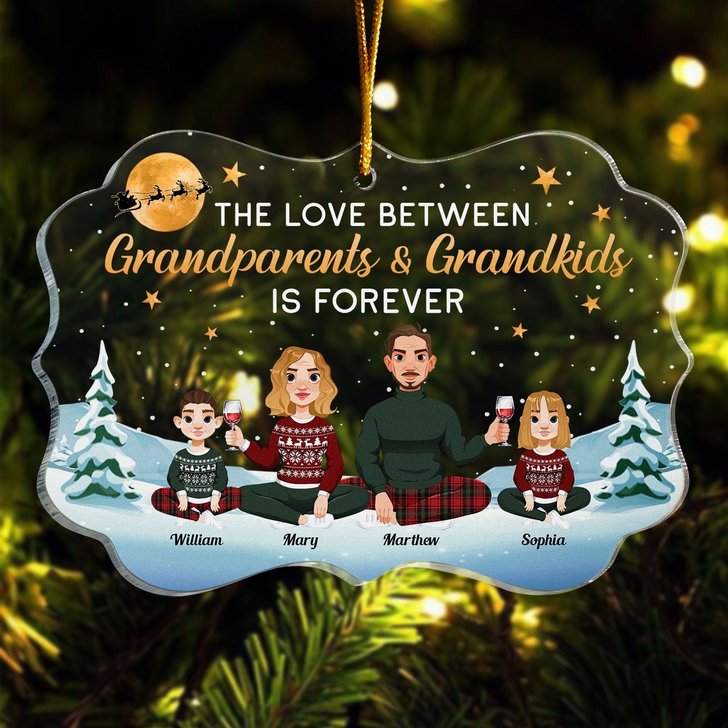 The Love Between Grandparents And Grandkids Ornament - Personalized Acrylic Ornament