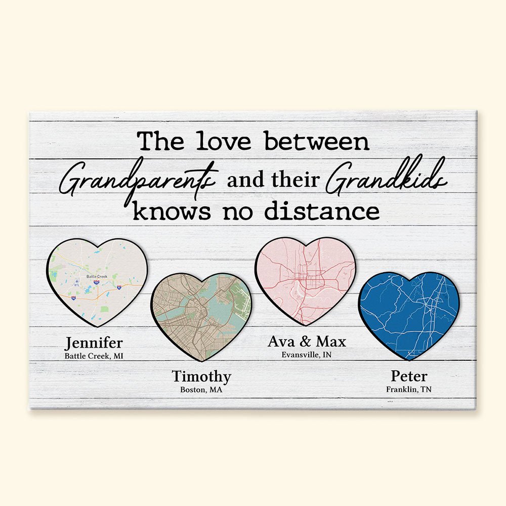 The Love Between Grandparents And Grandkids - Personalized Wrapped Canvas