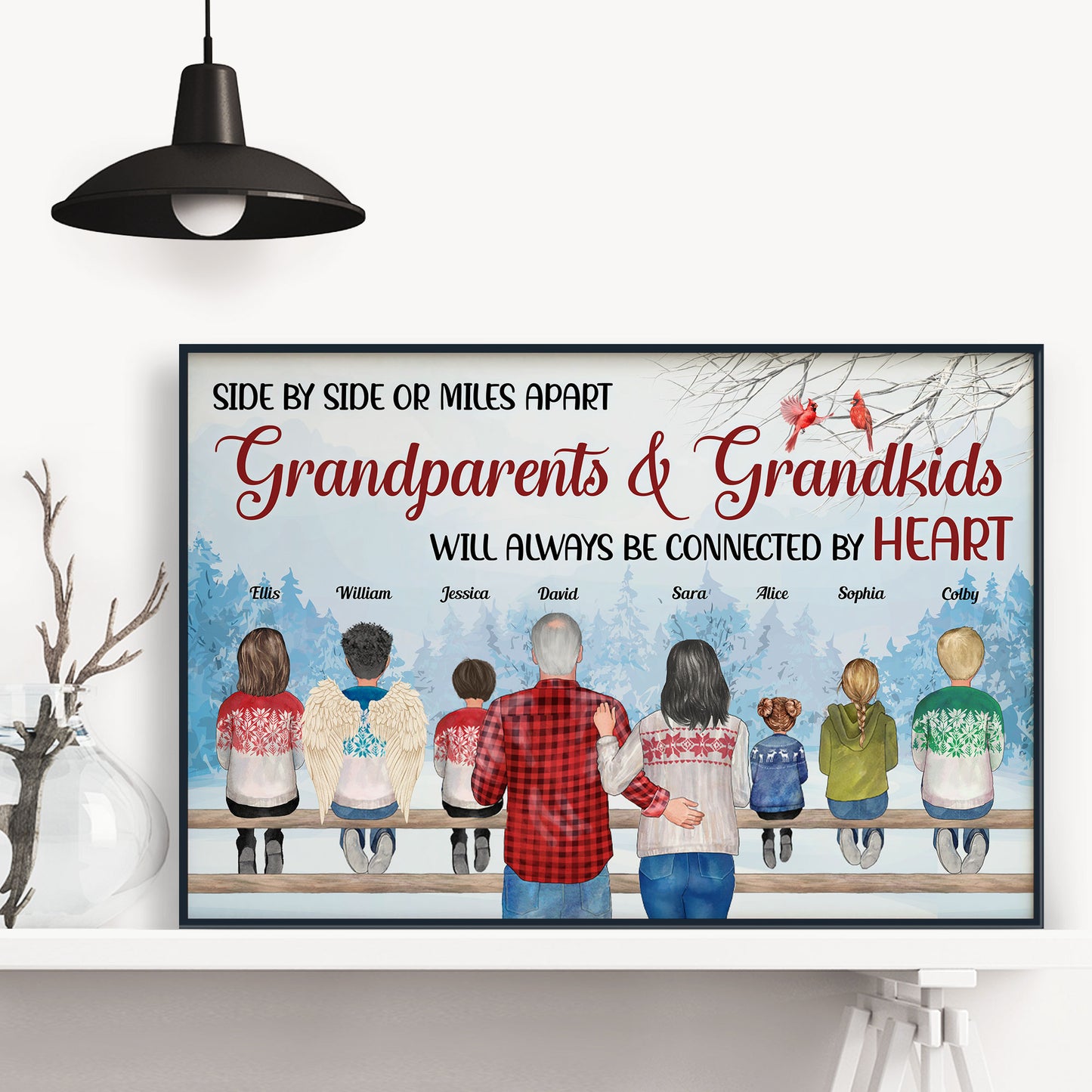 The Love Between Grandparents & Grandkids Knows No Distance - Personalized Poster - Christmas, Loving Gift For Parents, Mom & Dad, Grandparents, Grandkids