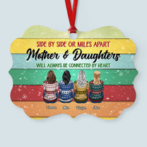 The Love Between Mother And Daughter Is Forever - Personalized Aluminum Ornament - Christmas Gift Ornament For Mom - Ugly Christmas Sweater Sitting