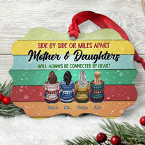 The Love Between Mother And Daughter Is Forever - Personalized Aluminum Ornament - Christmas Gift Ornament For Mom - Ugly Christmas Sweater Sitting