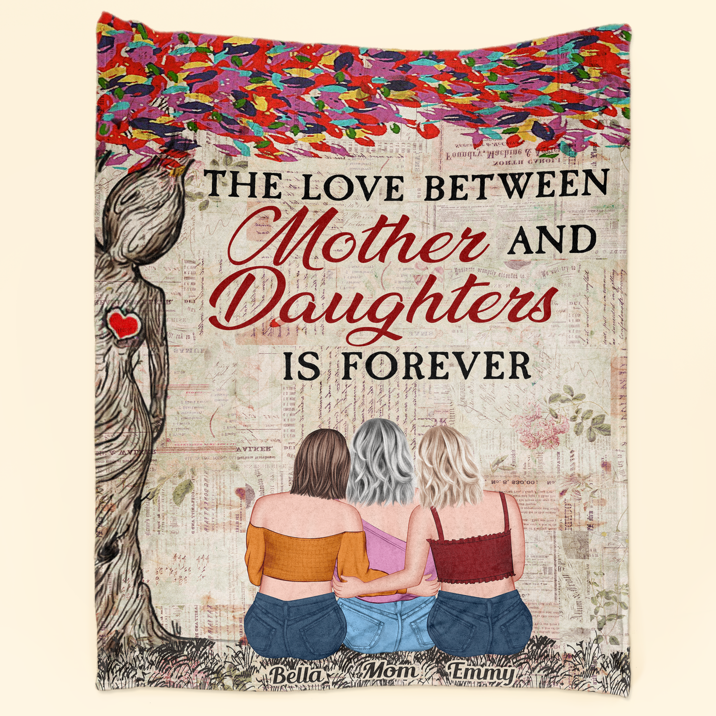 The Love Between Mother & Daughters Forever - Personalized Blanket - Mothers Day Gift For Mom, Mama