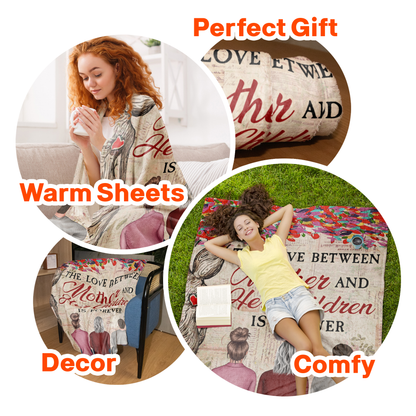 The Love Between Mother & Children Forever - Personalized Blanket - Mothers Day Gift For Mom, Mama
