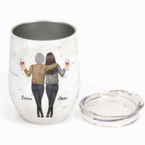 The Love Between Mother & Daughter Knows No Distance - Personalized Wine Tumbler - Mother's Day, Loving Gift For Mom, Mother