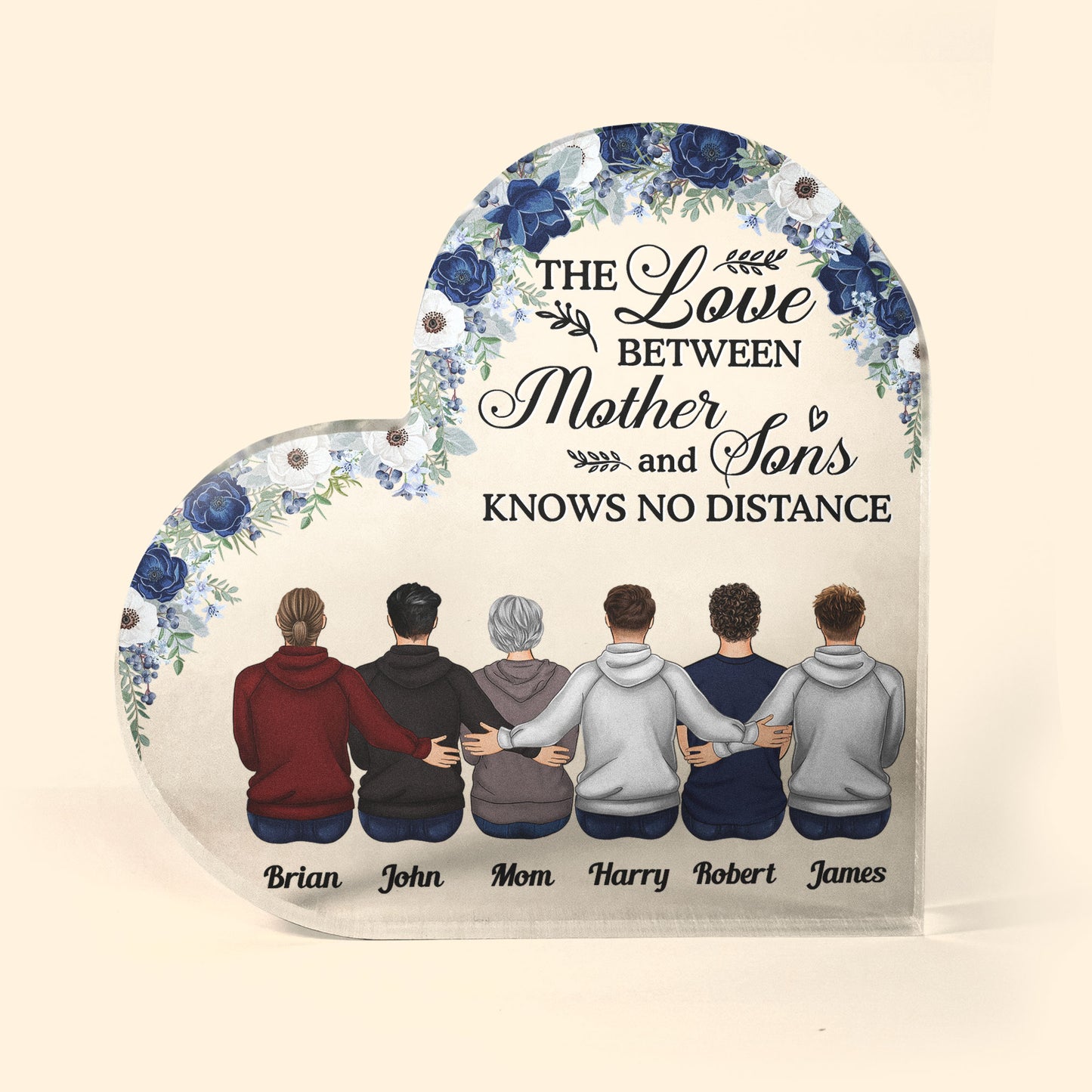 The Love Between Mother & Son - Personalized Heart Shaped Acrylic Plaque
