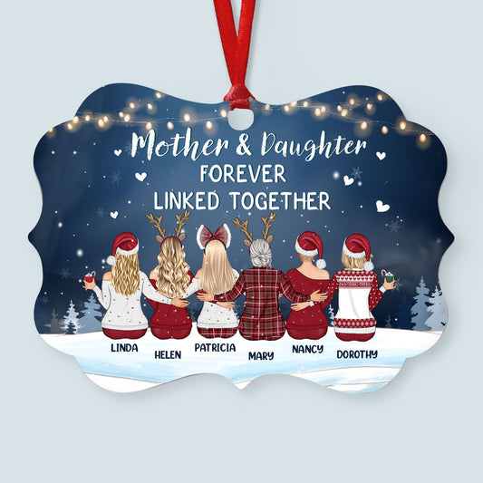 The Love Between A Mother And Daughter Is Forever - Personalized Aluminum Ornament - Christmas Gift For Mom