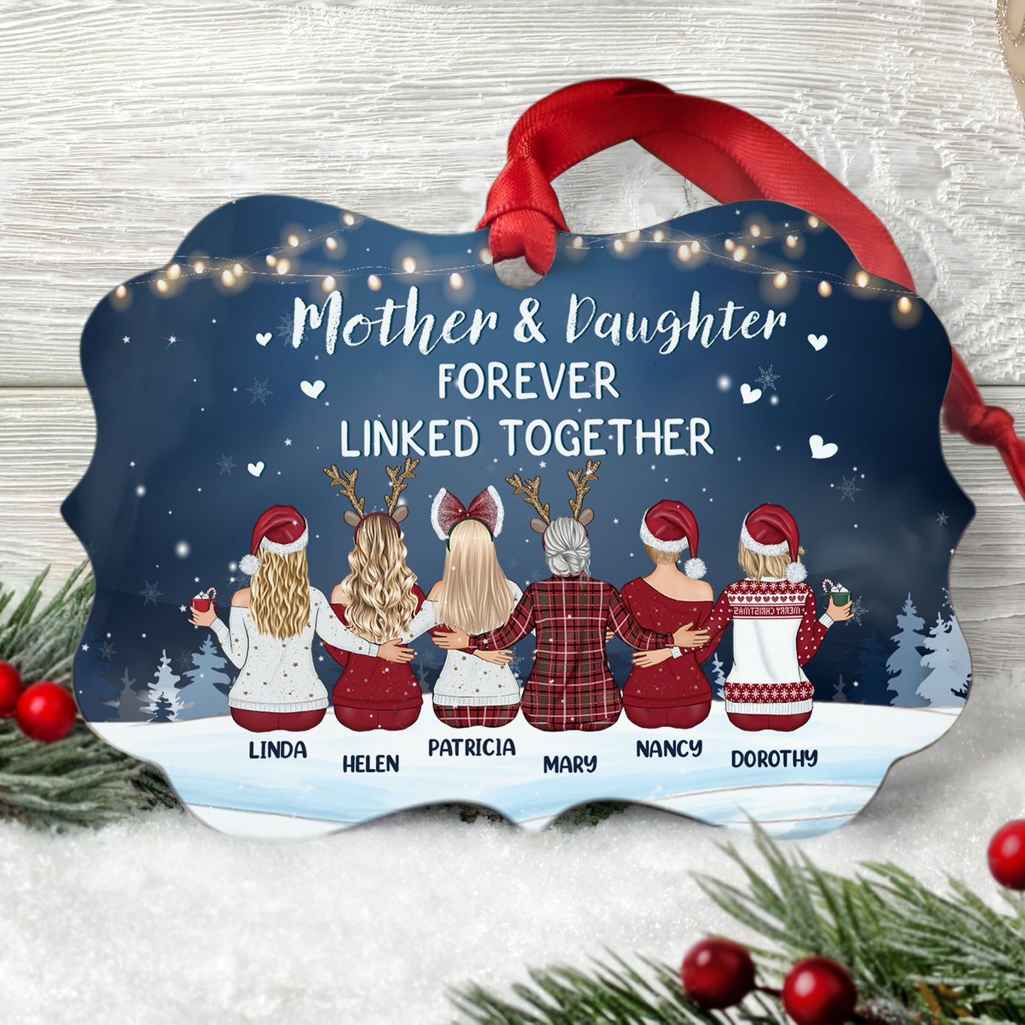 The Love Between A Mother And Daughter Is Forever - Personalized Aluminum Ornament - Christmas Gift For Mom